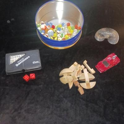 MARBLES, WOOD PUZZLE, DOMINOES AND MORE