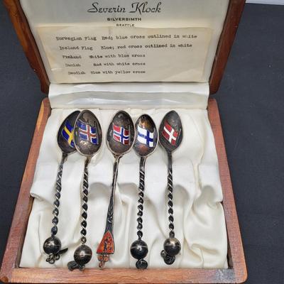 Hand Made Sterling Silver Flag Spoons (5)