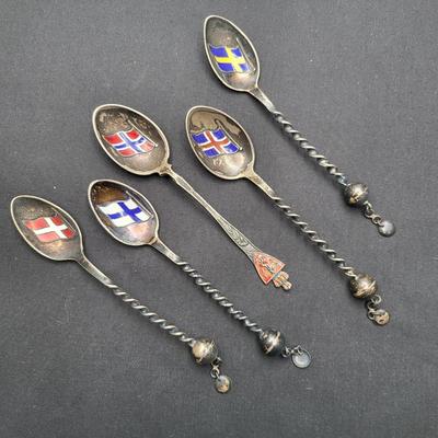Hand Made Sterling Silver Flag Spoons (5)