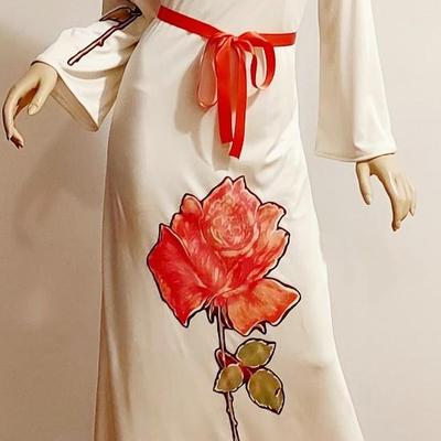 Vtg 1970s Lilli Diamond Rare Maxi dress with Rose ðŸŒ¹ and Sash