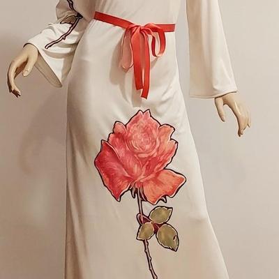 Vtg 1970s Lilli Diamond Rare Maxi dress with Rose ðŸŒ¹ and Sash