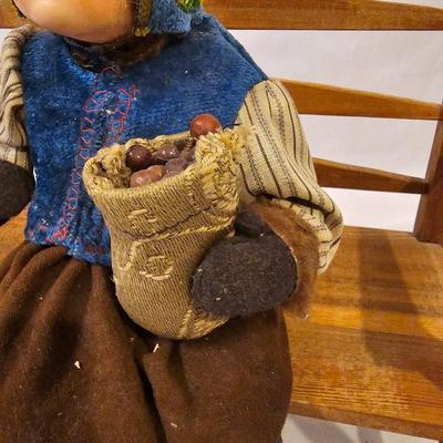 Norma DeCamp Seated Elf & Doll on Bench (L-JS)