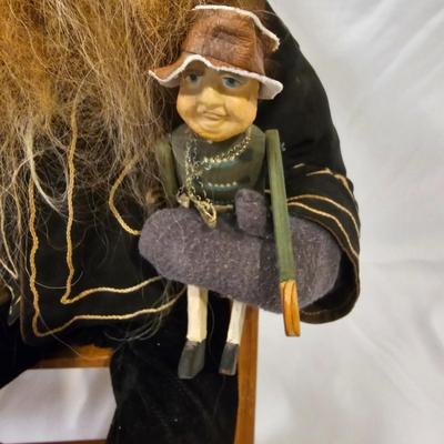 Norma DeCamp Seated Elf & Doll on Bench (L-JS)