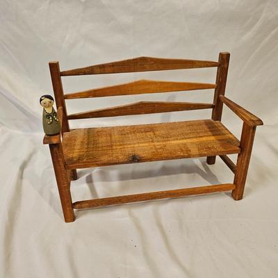 Norma DeCamp Seated Elf & Doll on Bench (L-JS)