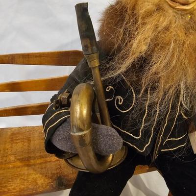 Norma DeCamp Seated Elf & Doll on Bench (L-JS)