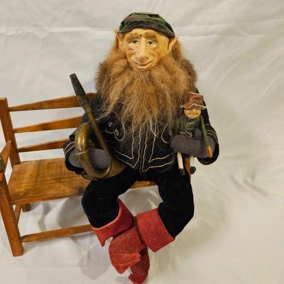 Norma DeCamp Seated Elf & Doll on Bench (L-JS)