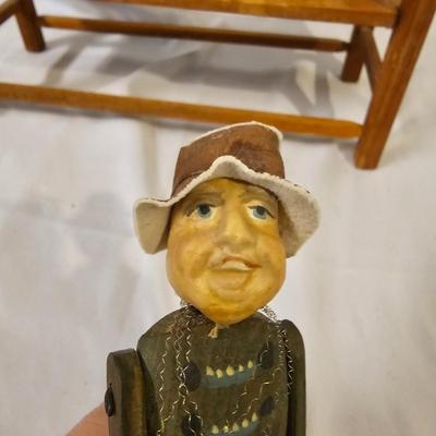 Norma DeCamp Seated Elf & Doll on Bench (L-JS)