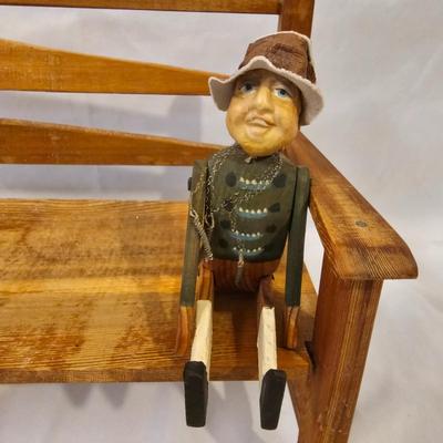 Norma DeCamp Seated Elf & Doll on Bench (L-JS)