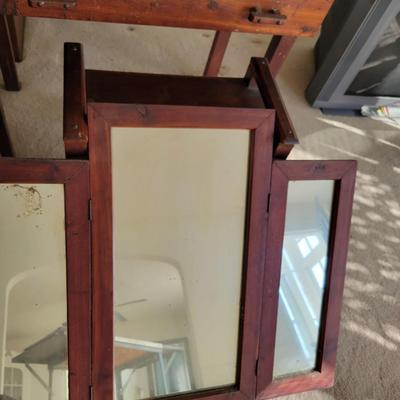 vintage desk/vanity mirror and bench