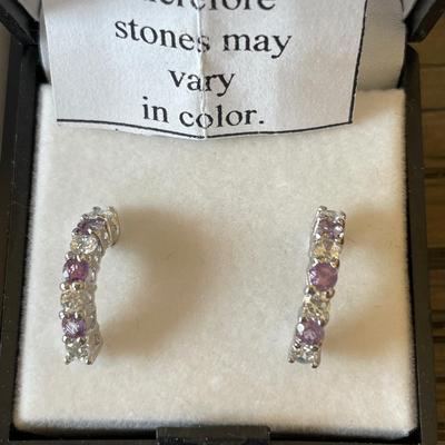 Amethyst pin and post earrings