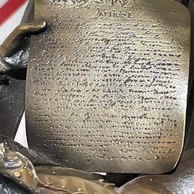 GEORGE W. LUNDEEN (Colorado/Nebraska, b. 1948) Metal/Bronze Sculpture, "Benjamin Franklin" sitting on a bench and reading the...