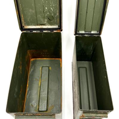 Vintage Authentic Military Ammo Boxes - Set of 2