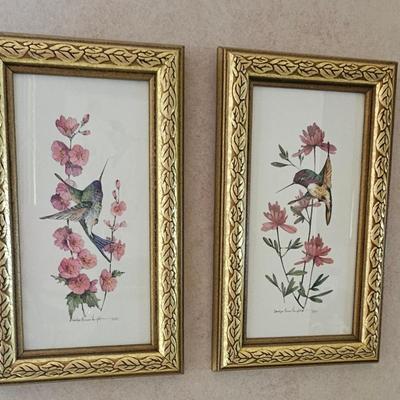 Hummingbirds 4 framed prints signed and numbered