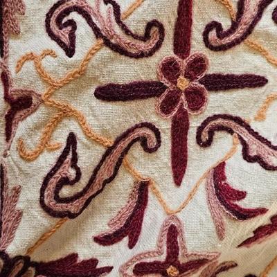 Antique Crewel embroidered Bedspread coverlet or tablecloth