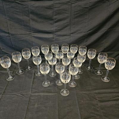 24 Gold-Rimmed Waterford Crystal Goblets (L-JS)