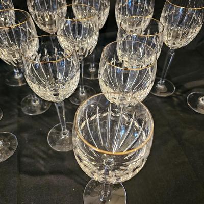 24 Gold-Rimmed Waterford Crystal Goblets (L-JS)