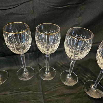 24 Gold-Rimmed Waterford Crystal Goblets (L-JS)