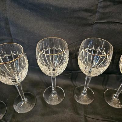 24 Gold-Rimmed Waterford Crystal Goblets (L-JS)