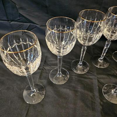 24 Gold-Rimmed Waterford Crystal Goblets (L-JS)