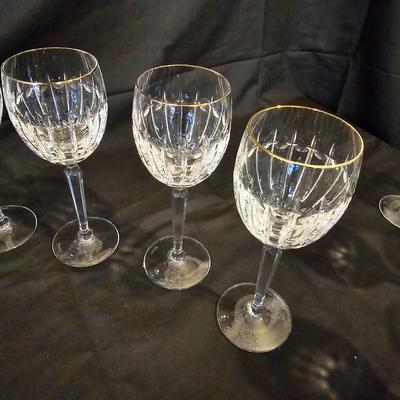 24 Gold-Rimmed Waterford Crystal Goblets (L-JS)