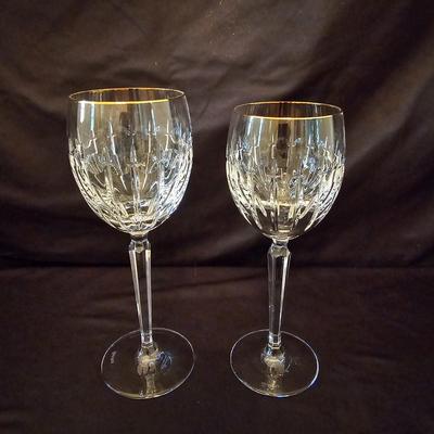 24 Gold-Rimmed Waterford Crystal Goblets (L-JS)