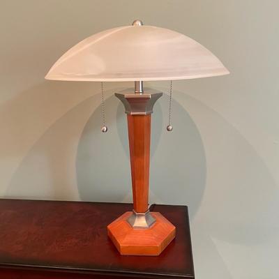 Wooden Lamp with Frosted Shade (LR-SS)