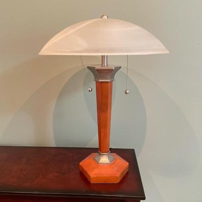 Wooden Lamp with Frosted Shade (LR-SS)