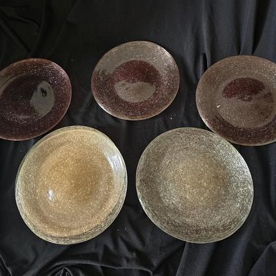 Seven Hand Blown Glass Plates