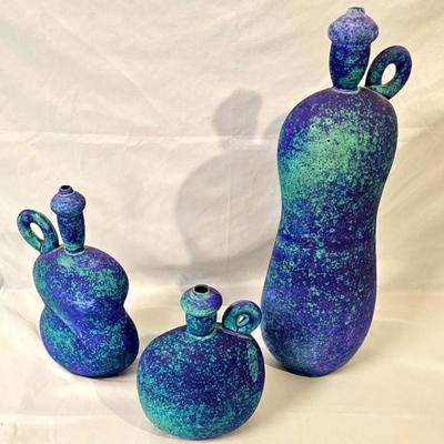 Set of Three Michael Sherrill Ceramic Bottles (L-JS)