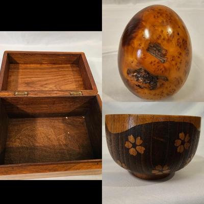 Redwood Burl & Turquoise Egg and More Wood Decor (L-JS)