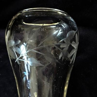 Antique Model A Or T Crystal Etched Flower Vase For Auto. Car Vase