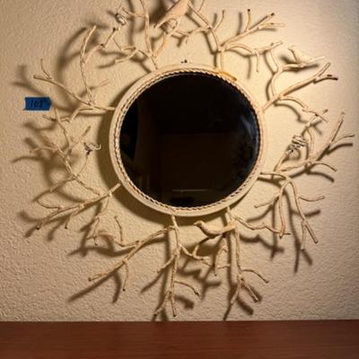 MIRROR WITH METAL BIRDS AND NESTS