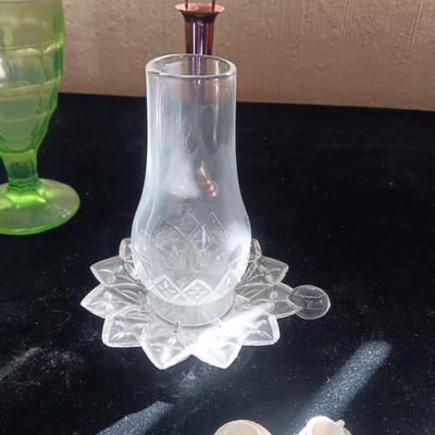 DEPRESSION GLASS, TINY TEA SET AND MORE