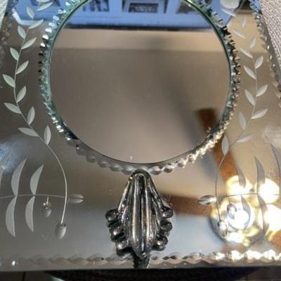 Vintage Venetian Glass Standup Vanity Picture Frame or Mirror 8.5" x 13.5" in VG Preowned Condition.