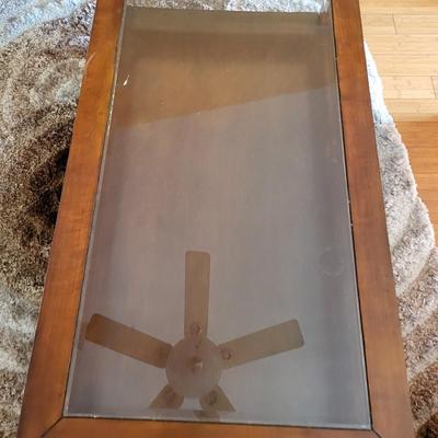 Glass Top Wood 4 Drawer Coffee Table