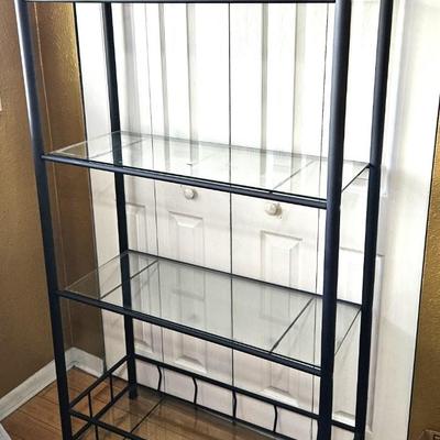 Metal Wall Unit with Glass Shelves
