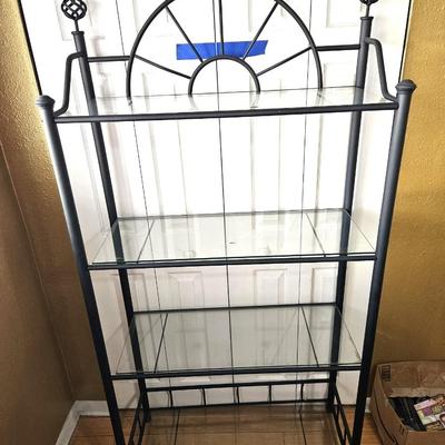 Metal Wall Unit with Glass Shelves