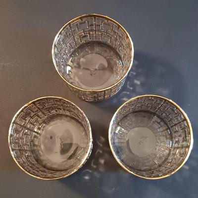 LOT 2: Vintage Imperial Glass - Shoji Trellis Gold - 2 Highball and 6 Rock Glasses