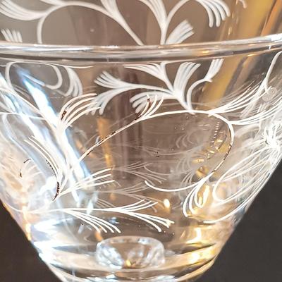 LOT 4: Collection of Etched Cocktail Glasses and an Art Glass Decanter