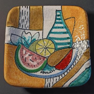 LOT 5: Vintage Signed A, Boria Caltagirone Handpainted Bowl and Signed and Numbered Handpainted Ashtray
