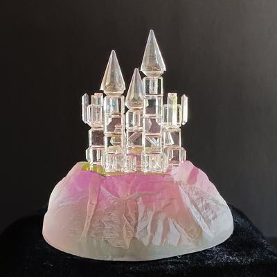 LOT 16: Collection of Beautiful Crystal Figurines = A Deer, a Clam, a Castle and a Lighthouse.