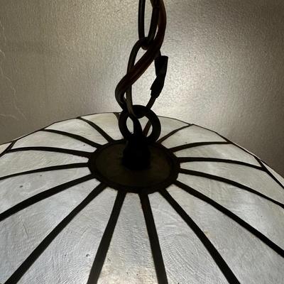 LOT 46: Vintage Mid Century Capiz Shell Hanging Globe Orb Lamp (works)