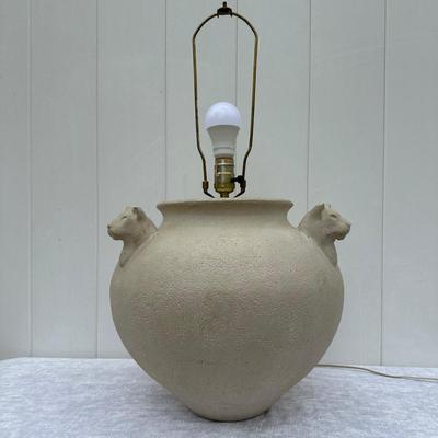LOT:: Vintage Ceramic Panther Head Lamp