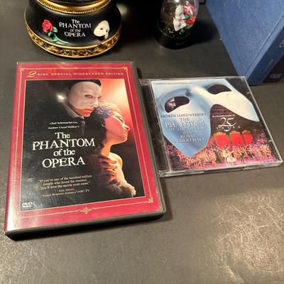 LOT 52: Framed Musical Posters, Books, VHS, DVD & Snow Globes - Phantom Of The Opera, Rent, Les Miserables & More
