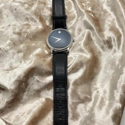 LOT 62: Movado Watch (MO 01 1 14 6000) with Black Leather Band