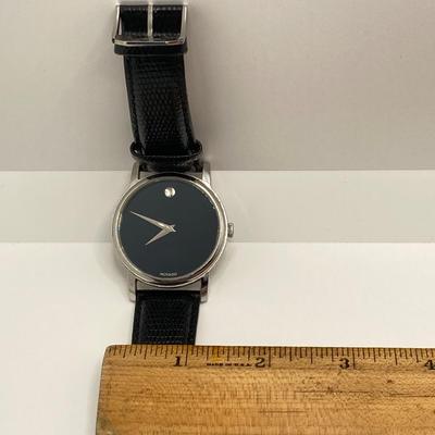 LOT 62: Movado Watch (MO 01 1 14 6000) with Black Leather Band