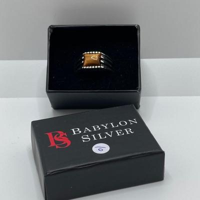 LOT 244: Babylon Silver with Tiger Eye Stone Ring - Sz 10