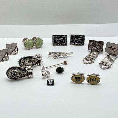 LOT 262: Silver Tone Cuff Link Collection and More