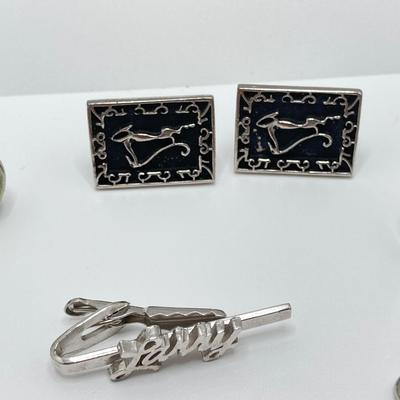 LOT 262: Silver Tone Cuff Link Collection and More