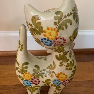 Large Made In Italy Ceramic Hand Painted Cat